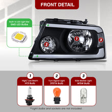 Load image into Gallery viewer, Ford F150 2004-2008 / Lincoln Mark LT 2005-2008 LED DRL Bar Factory Style Headlights Black Housing Clear Len Clear Reflector
