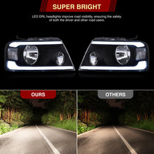 Load image into Gallery viewer, Ford F150 2004-2008 / Lincoln Mark LT 2005-2008 LED DRL Bar Factory Style Headlights Black Housing Clear Len Clear Reflector