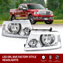 Load image into Gallery viewer, Ford F150 2004-2008 / Lincoln Mark LT 2005-2008 LED DRL Bar Factory Style Headlights Chrome Housing Clear Len Clear Reflector