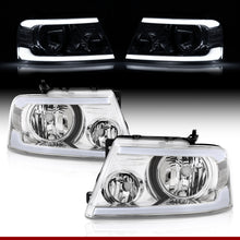Load image into Gallery viewer, Ford F150 2004-2008 / Lincoln Mark LT 2005-2008 LED DRL Bar Factory Style Headlights Chrome Housing Clear Len Clear Reflector