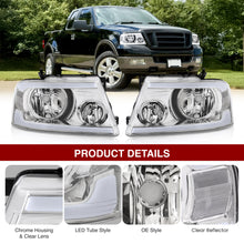 Load image into Gallery viewer, Ford F150 2004-2008 / Lincoln Mark LT 2005-2008 LED DRL Bar Factory Style Headlights Chrome Housing Clear Len Clear Reflector