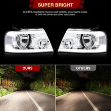 Load image into Gallery viewer, Ford F150 2004-2008 / Lincoln Mark LT 2005-2008 LED DRL Bar Factory Style Headlights Chrome Housing Clear Len Clear Reflector