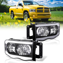 Load image into Gallery viewer, Dodge Ram 1500 2002-2005 / Ram 2500 3500 2003-2005 LED DRL Bar Factory Style Headlights Black Housing Clear Len Clear Reflector