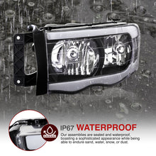Load image into Gallery viewer, Dodge Ram 1500 2002-2005 / Ram 2500 3500 2003-2005 LED DRL Bar Factory Style Headlights Black Housing Clear Len Clear Reflector