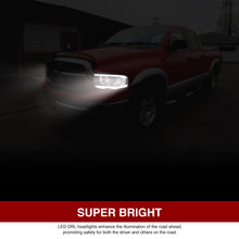 Load image into Gallery viewer, Dodge Ram 1500 2002-2005 / Ram 2500 3500 2003-2005 LED DRL Bar Factory Style Headlights Black Housing Clear Len Clear Reflector