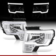Load image into Gallery viewer, Ford F150 2009-2014 LED DRL Bar Factory Style Headlights Chrome Housing Clear Len Clear Reflector (Halogen Models Only)