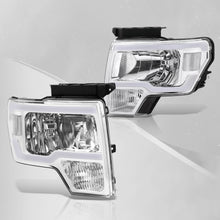 Load image into Gallery viewer, Ford F150 2009-2014 LED DRL Bar Factory Style Headlights Chrome Housing Clear Len Clear Reflector (Halogen Models Only)