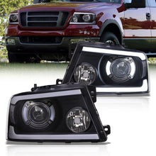 Load image into Gallery viewer, Ford F150 2004-2008 LED DRL Bar Projector Headlights Black Housing Clear Len Clear Reflector