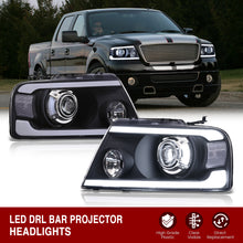 Load image into Gallery viewer, Ford F150 2004-2008 LED DRL Bar Projector Headlights Black Housing Clear Len Clear Reflector