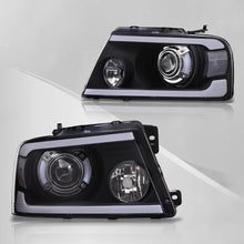 Load image into Gallery viewer, Ford F150 2004-2008 LED DRL Bar Projector Headlights Black Housing Clear Len Clear Reflector