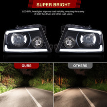 Load image into Gallery viewer, Ford F150 2004-2008 LED DRL Bar Projector Headlights Black Housing Clear Len Clear Reflector