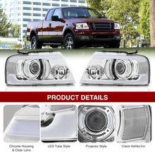 Load image into Gallery viewer, Ford F150 2004-2008 LED DRL Bar Projector Headlights Chrome Housing Clear Len Clear Reflector