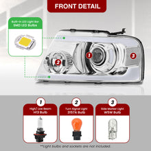 Load image into Gallery viewer, Ford F150 2004-2008 LED DRL Bar Projector Headlights Chrome Housing Clear Len Clear Reflector