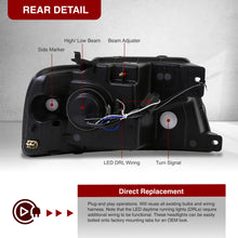 Load image into Gallery viewer, Ford F150 2004-2008 LED DRL Bar Projector Headlights Chrome Housing Clear Len Clear Reflector