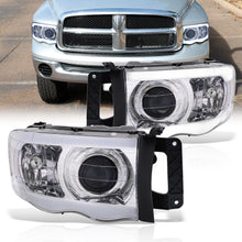 Load image into Gallery viewer, Dodge Ram 1500 2002-2005 / Ram 2500 3500 2003-2005 LED DRL Bar Projector Headlights Chrome Housing Clear Len Clear Reflector
