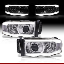 Load image into Gallery viewer, Dodge Ram 1500 2002-2005 / Ram 2500 3500 2003-2005 LED DRL Bar Projector Headlights Chrome Housing Clear Len Clear Reflector