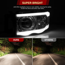 Load image into Gallery viewer, Dodge Ram 1500 2002-2005 / Ram 2500 3500 2003-2005 LED DRL Bar Projector Headlights Chrome Housing Clear Len Clear Reflector