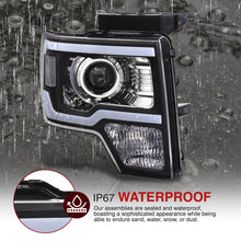 Load image into Gallery viewer, Ford F150 2009-2014 LED DRL Bar Projector Headlights Black Housing Clear Len Clear Reflector (Halogen Models Only)