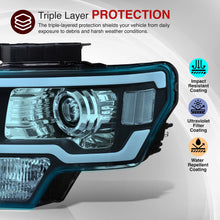 Load image into Gallery viewer, Ford F150 2009-2014 LED DRL Bar Projector Headlights Black Housing Clear Len Clear Reflector (Halogen Models Only)