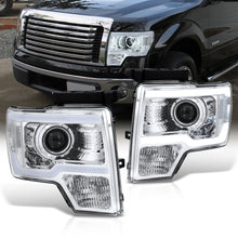 Load image into Gallery viewer, Ford F150 2009-2014 LED DRL Bar Projector Headlights Chrome Housing Clear Len Clear Reflector (Halogen Models Only)