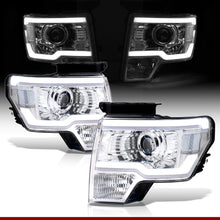 Load image into Gallery viewer, Ford F150 2009-2014 LED DRL Bar Projector Headlights Chrome Housing Clear Len Clear Reflector (Halogen Models Only)