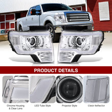 Load image into Gallery viewer, Ford F150 2009-2014 LED DRL Bar Projector Headlights Chrome Housing Clear Len Clear Reflector (Halogen Models Only)