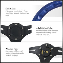 Load image into Gallery viewer, Universal 350mm Wood Grain Style Aluminum Steering Wheel Black Center Metallic Blue Wood