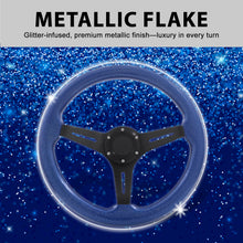 Load image into Gallery viewer, Universal 350mm Wood Grain Style Aluminum Steering Wheel Black Center Metallic Blue Wood