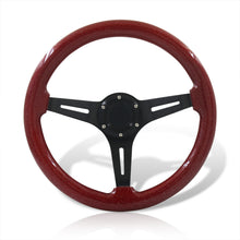 Load image into Gallery viewer, Universal 350mm Wood Grain Style Aluminum Steering Wheel Black Center Metallic Red Wood
