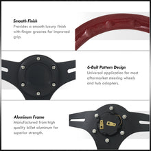 Load image into Gallery viewer, Universal 350mm Wood Grain Style Aluminum Steering Wheel Black Center Metallic Red Wood