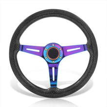 Load image into Gallery viewer, Universal 350mm Wood Grain Style Steel Steering Wheel Neo Chrome Center Metallic Black Wood