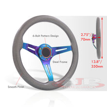 Load image into Gallery viewer, Universal 350mm Wood Grain Style Steel Steering Wheel Neo Chrome Center Metallic Gunmetal Wood