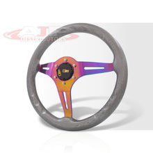 Load image into Gallery viewer, Universal 350mm Wood Grain Style Steel Steering Wheel Neo Chrome Center Metallic Gunmetal Wood