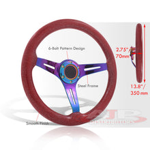 Load image into Gallery viewer, Universal 350mm Wood Grain Style Steel Steering Wheel Neo Chrome Center Metallic Red Wood