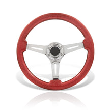 Load image into Gallery viewer, Universal 350mm Heavy Duty Steel Wood Grain Style Steering Wheel Polish Center Metallic Red Wood
