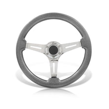 Load image into Gallery viewer, Universal 350mm Heavy Duty Steel Wood Grain Style Steering Wheel Polish Center Gunmetal Metallic Wood