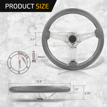 Load image into Gallery viewer, Universal 350mm Heavy Duty Steel Wood Grain Style Steering Wheel Polish Center Gunmetal Metallic Wood