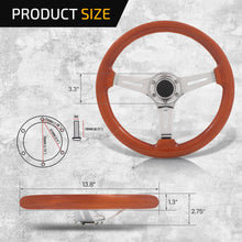 Load image into Gallery viewer, Universal 350mm Heavy Duty Steel Wood Grain Style Steering Wheel Polish Center Light Wood