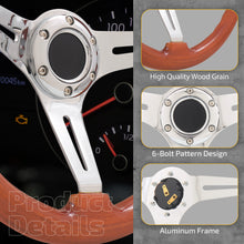 Load image into Gallery viewer, Universal 350mm Heavy Duty Steel Wood Grain Style Steering Wheel Polish Center Light Wood