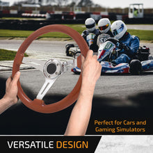 Load image into Gallery viewer, Universal 350mm Heavy Duty Steel Wood Grain Style Steering Wheel Polish Center Light Wood