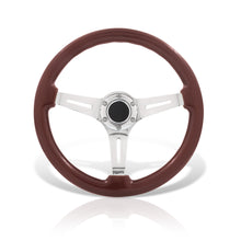 Load image into Gallery viewer, Universal 350mm Heavy Duty Steel Wood Grain Style Steering Wheel Polish Center Dark Wood
