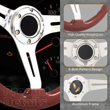 Load image into Gallery viewer, Universal 350mm Heavy Duty Steel Wood Grain Style Steering Wheel Polish Center Dark Wood