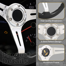 Load image into Gallery viewer, Universal 350mm Heavy Duty Steel Wood Grain Style Steering Wheel Polish Center Black Wood
