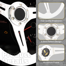 Load image into Gallery viewer, Universal 350mm Heavy Duty Steel Wood Grain Style Steering Wheel Polish Center White Wood