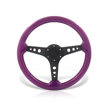 Load image into Gallery viewer, Universal 350mm Wood Grain Style Aluminum Steering Wheel Black Center Purple Wood