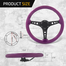 Load image into Gallery viewer, Universal 350mm Wood Grain Style Aluminum Steering Wheel Black Center Purple Wood