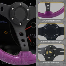 Load image into Gallery viewer, Universal 350mm Wood Grain Style Aluminum Steering Wheel Black Center Purple Wood