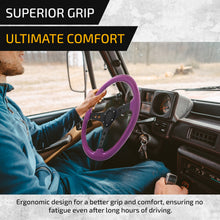 Load image into Gallery viewer, Universal 350mm Wood Grain Style Aluminum Steering Wheel Black Center Purple Wood