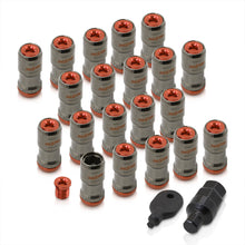 Load image into Gallery viewer, God Snow Lug Nuts M12 x1.5mm Thread pitch Gunmetal Body Orange Trim (20 Piece +1 Key)