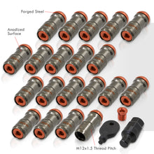 Load image into Gallery viewer, God Snow Lug Nuts M12 x1.5mm Thread pitch Gunmetal Body Orange Trim (20 Piece +1 Key)